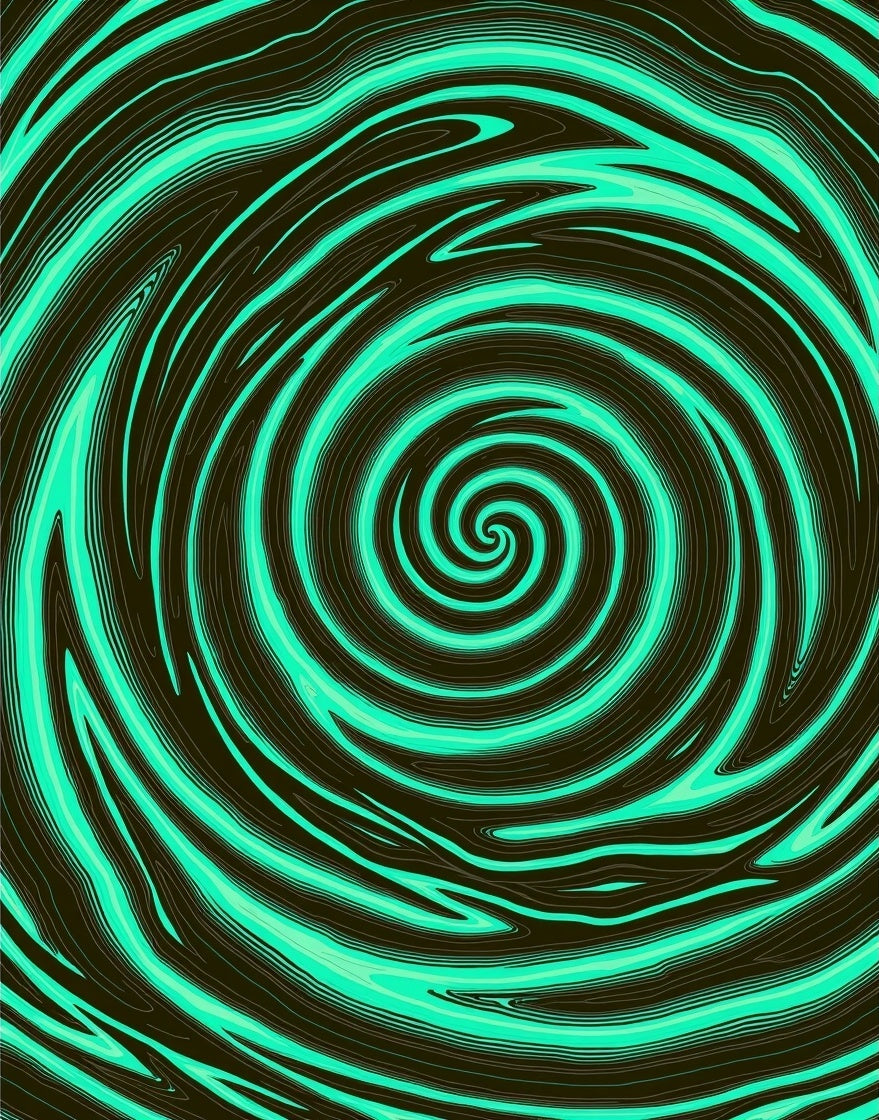 Swirling Teal Black Organic Pattern Rug
