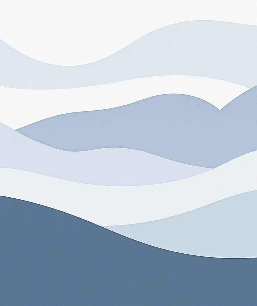 Layered Wavy Blue White Design Rug