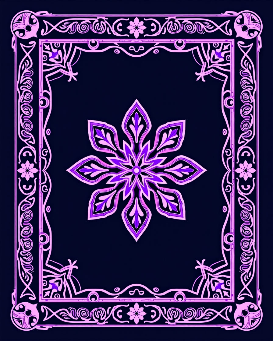 Intricate Floral And Geometric Border Design Rug