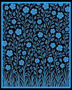 Bold Blue Floral Botanical Statement Rug