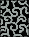Abstract Swirl Black Gray Design Rug