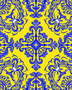 Ornate Royal Blue Floral Pattern Rug