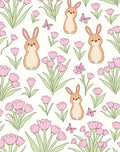 Cute Bunny 2 Pink Floral Pattern Rug