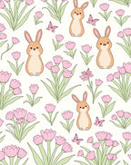 Cute Bunny 2 Pink Floral Pattern Rug