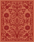 Ornate Coral Floral Vine Pattern Rug