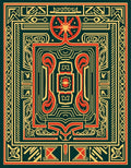 Intricate Red Gold Geometric Pattern Rug