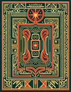 Intricate Red Gold Geometric Pattern Rug