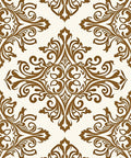 Classic Brown Damask Scroll Pattern Rug