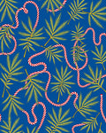 Crimson Candy Cane Pinecone Blue Scene Rug
