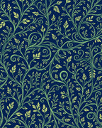 Elegant Blue Green Swirling Vine Pattern Rug