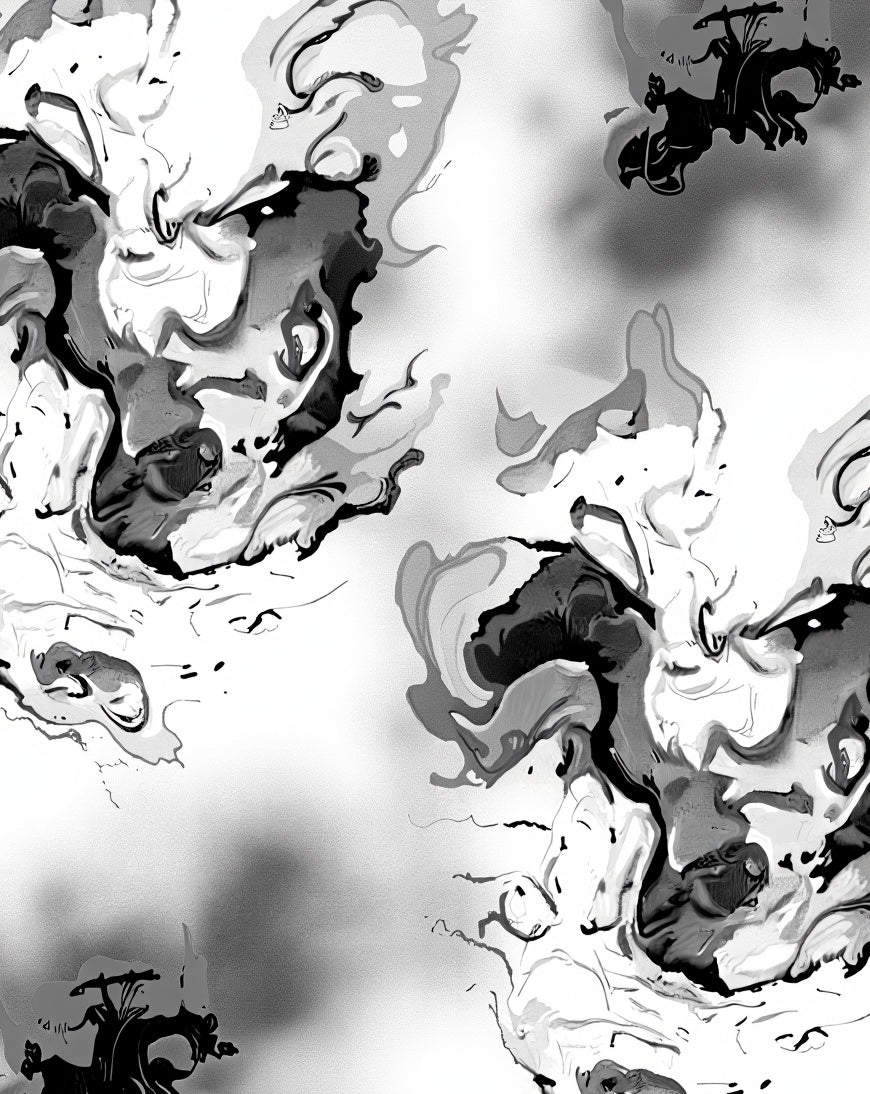 Abstract Black White Swirl Pattern Rug