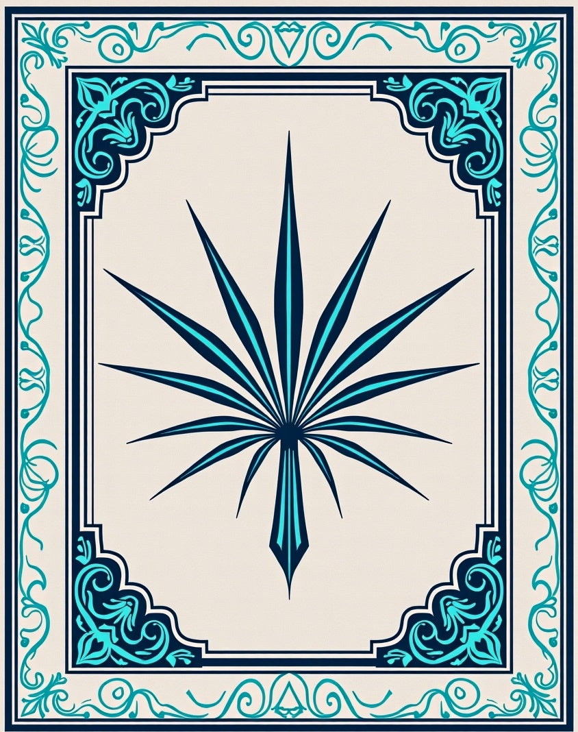 Turquoise Sunburst Geometric Decorative Rug