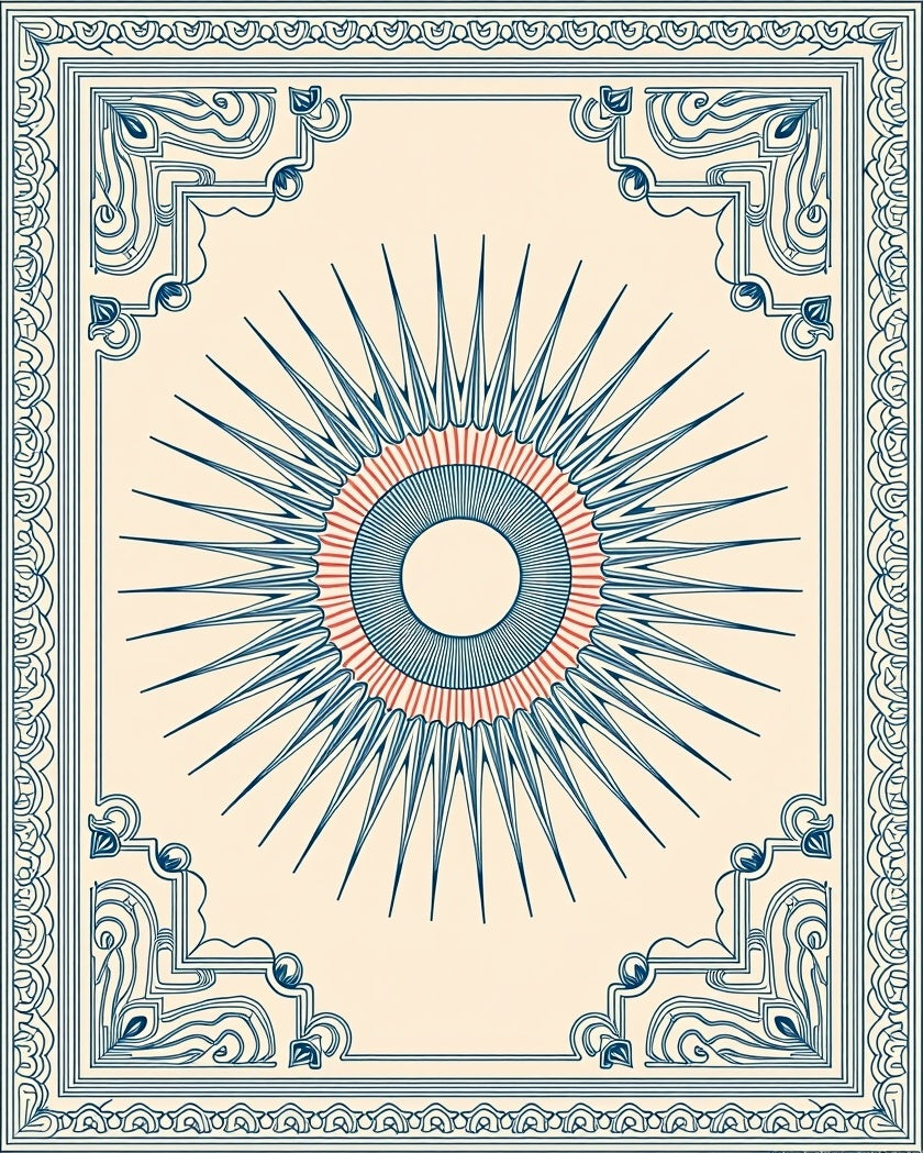 Sunburst Ornate Corners Design Rug