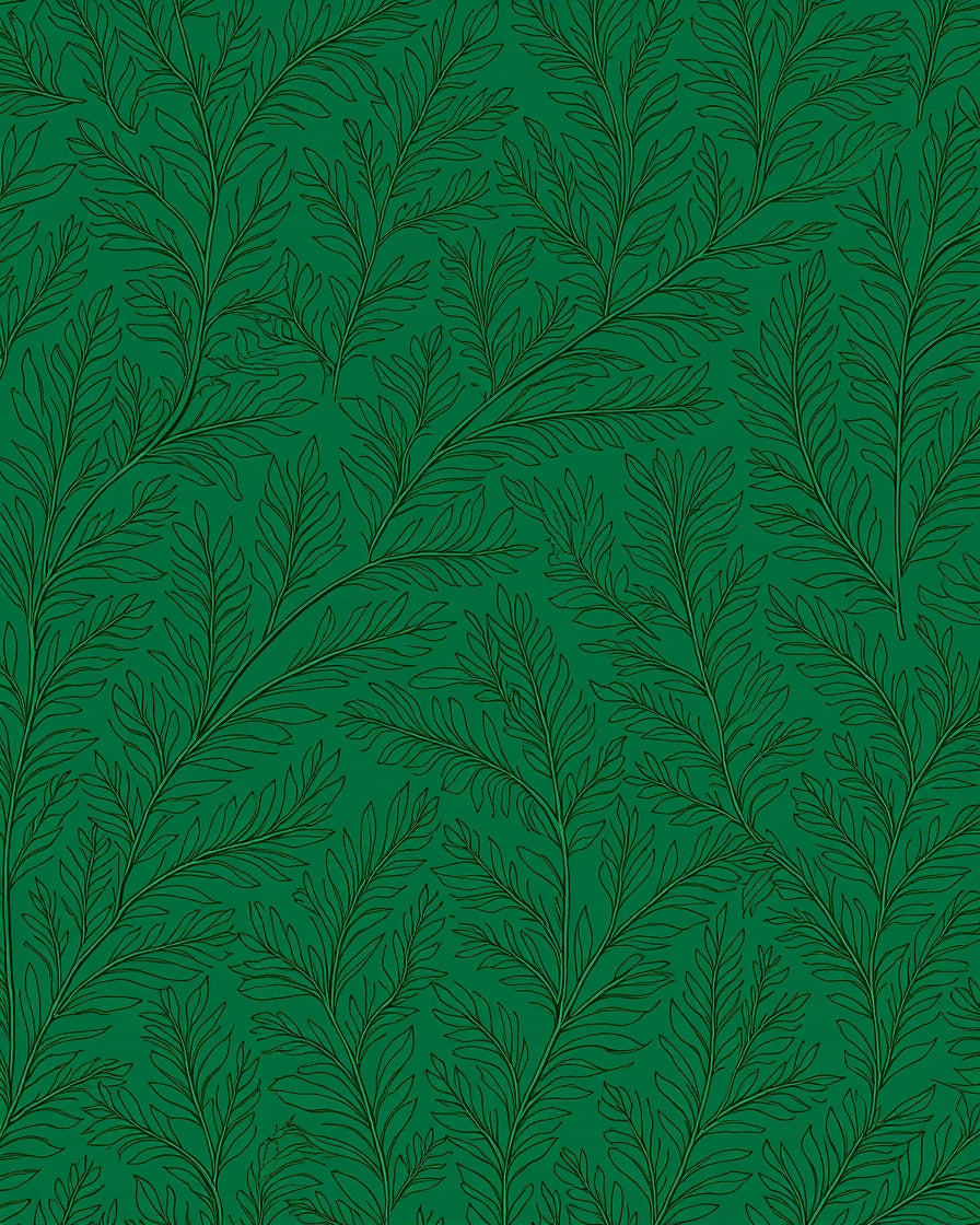 Emerald Green Leafy Vine Pattern Rug