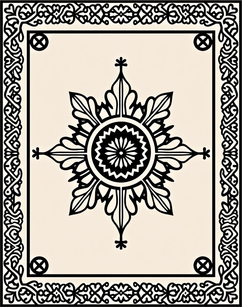 Classic Black Floral Motif Rug