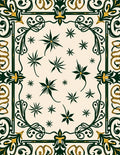 Elegant Emerald Floral Border Design Rug