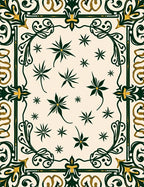 Elegant Emerald Floral Border Design Rug