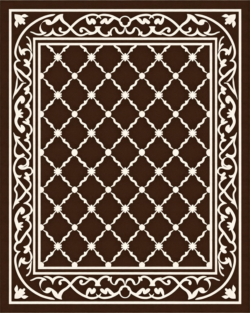 Classic Lattice Pattern With Ornate Border Rug