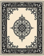 Vintage Style Black Floral Design Rug