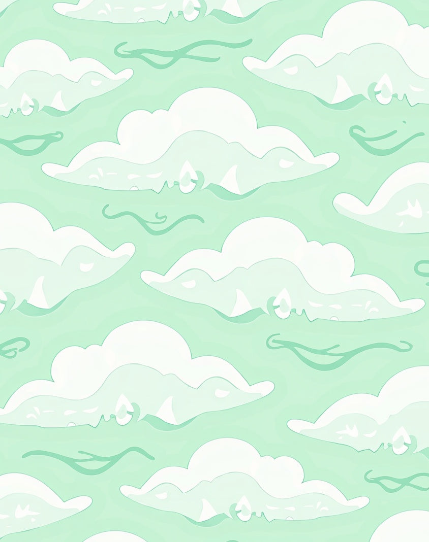 Whimsical Cloud Pattern in Mint Green Rug