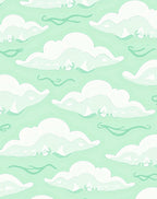 Whimsical Cloud Pattern in Mint Green Rug