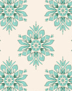 Aqua Floral Mandala Pattern Rug