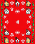 Cozy Winter Village Snowflake Border Rug