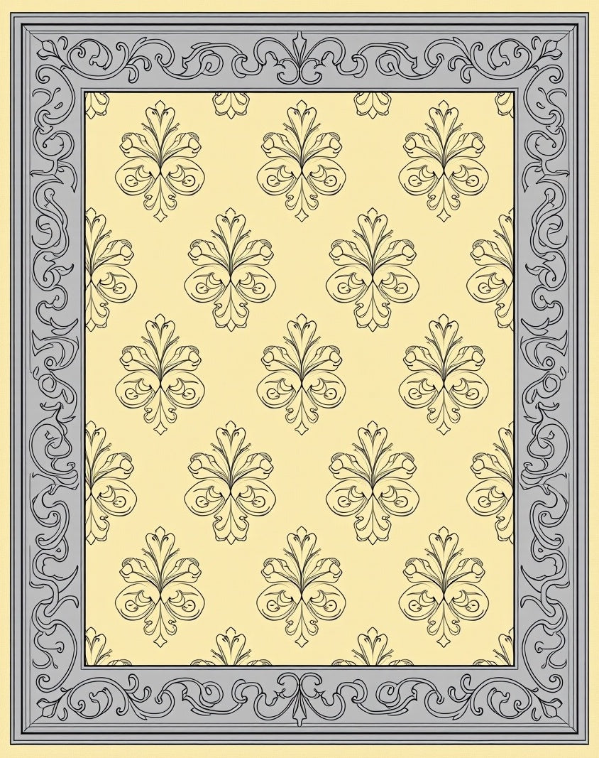 Ornate Scrollwork Pattern Decorative Accent Rug
