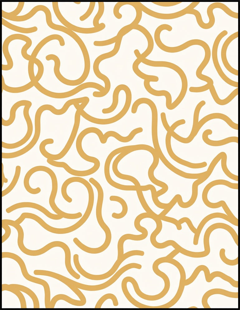 Abstract Golden Swirls Pattern Rug