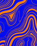 Amorphic Swirl Blue Orange Pattern Rug