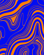 Amorphic Swirl Blue Orange Pattern Rug