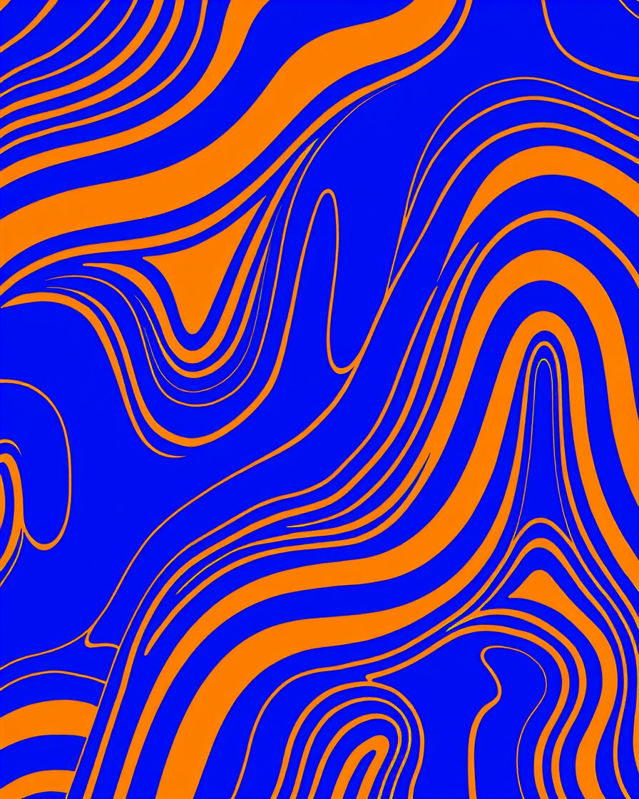 Amorphic Swirl Blue Orange Pattern Rug