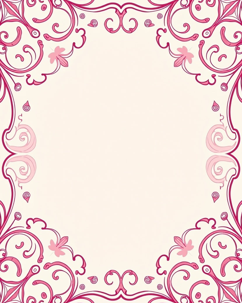Elegant Pink Swirl Floral Design Rug
