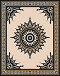 Intricate Sunburst Border Pattern Rug