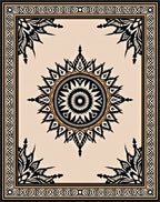 Intricate Sunburst Border Pattern Rug