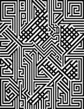 Black White Interlocking Maze Pattern Rug