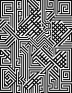 Black White Interlocking Maze Pattern Rug
