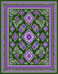 Purple 2 Diamond Floral Pattern Rug