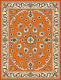 Orange Floral and Abstract Motif Rug