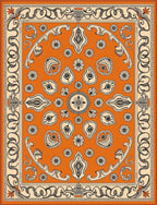 Orange Floral and Abstract Motif Rug