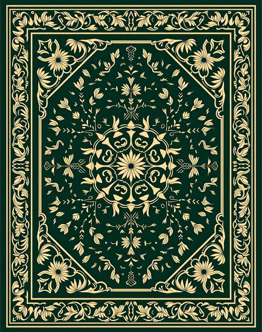 Ornate Floral Scroll Patterned Rug