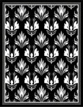 Damask Floral Black White Pattern Rug