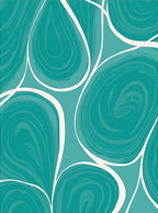 Teal White Organic Swirls Pattern Rug