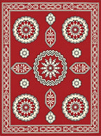 Bright Red Floral Medallion Pattern Rug