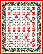 Crimson Lantern Star Floral Border Rug