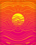 Vibrant Sunset Wavy Line Design Rug