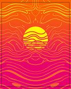 Vibrant Sunset Wavy Line Design Rug
