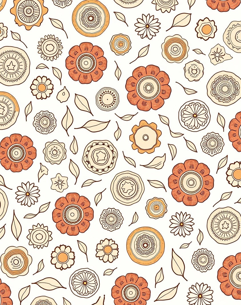 Hand Drawn Floral Mandala Pattern Rug