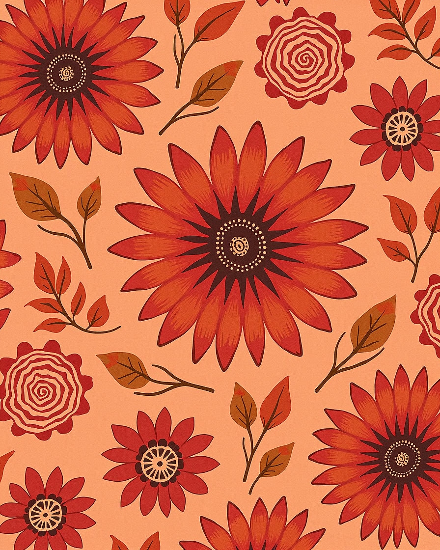 Retro Autumn Floral Pattern Rug