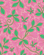 Pink Green Floral Swirl Abstract Rug